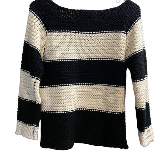 SANCTUARY Sweater Black and White Striped Size Small Sweater 3/4 Sleeves - Picture 2 of 6